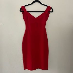Red body-con dress